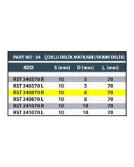 RESİSTE 8x70 SAĞ ÇOKLU DELİK MATKABI (YARIM DELİK)