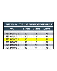 RESİSTE 8x70 SAĞ ÇOKLU DELİK MATKABI (YARIM DELİK)