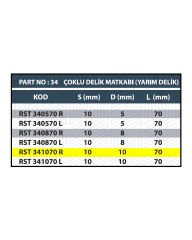 RESİSTE 10x70 SAĞ ÇOKLU DELİK MATKABI (YARIM DELİK)