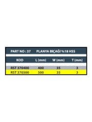 RESİSTE 500x35x3 HSS %18 PLANYA BIÇAĞI (1 ADET)